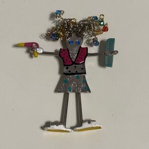 Vintage Carrette by Ganz Colorful Hairdresser Brooch